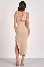 RIBBED KNIT DRESS-SAND