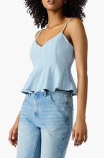 DEMI PEPLUM DENIM TOP