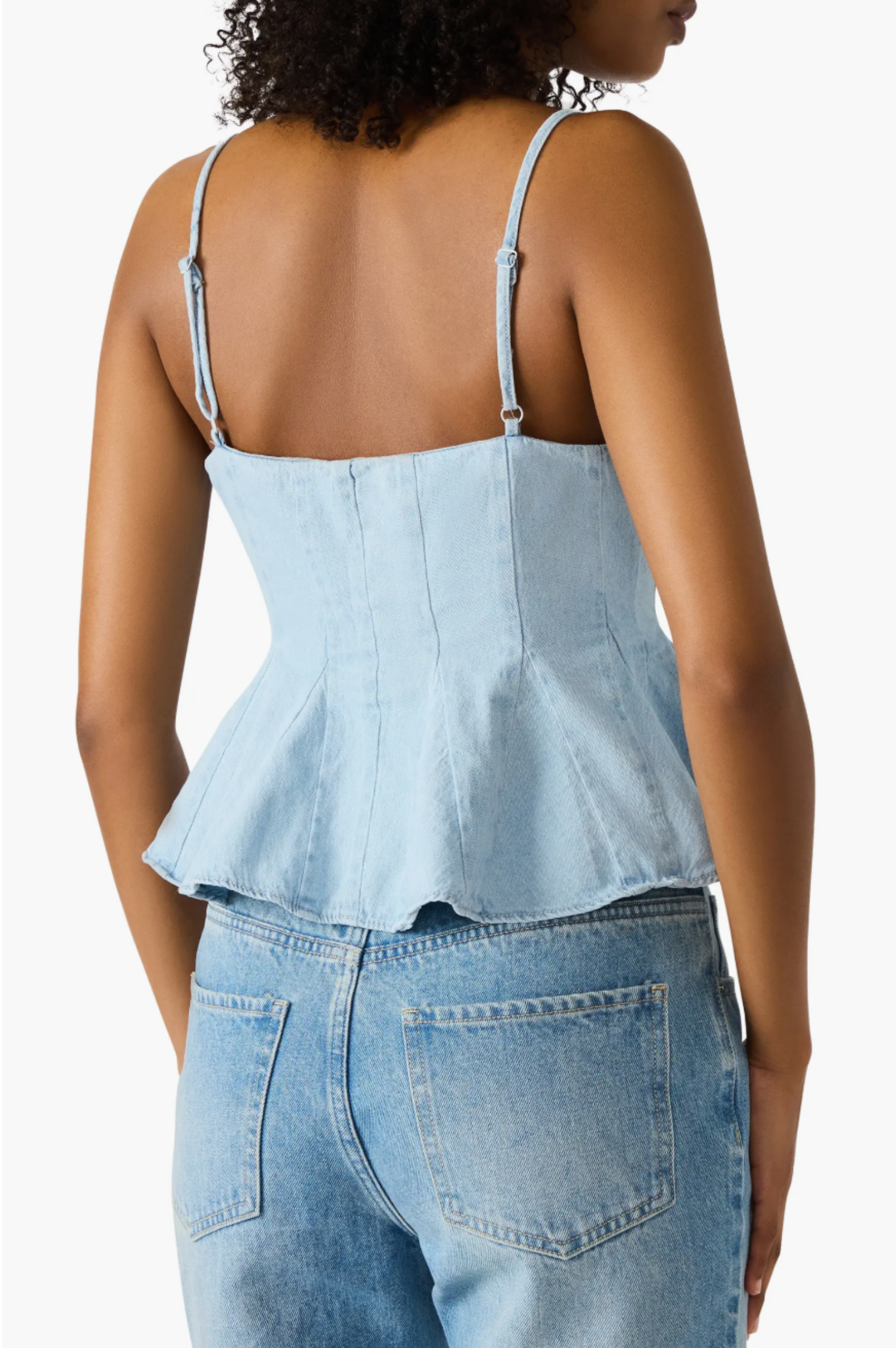 DEMI PEPLUM DENIM TOP