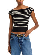 SARITA BOAT NECK KNIT TOP - BLACK STRIPE