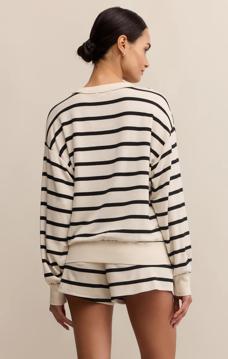STAND OUT STRIPED MODAL SWEATSHIRT-CRYSTAL