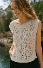 BAROQUE CROCHET SWEATER TOP-CRYSTAL