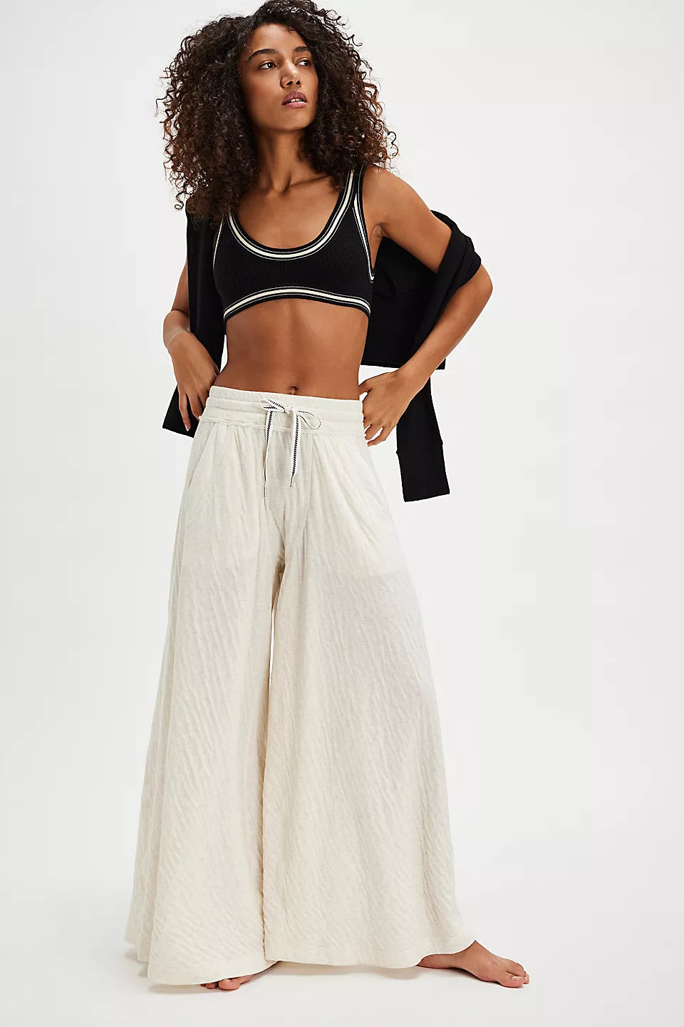 WAIT A MINUTE WIDE LEG PANT-HEATHER OATMEAL