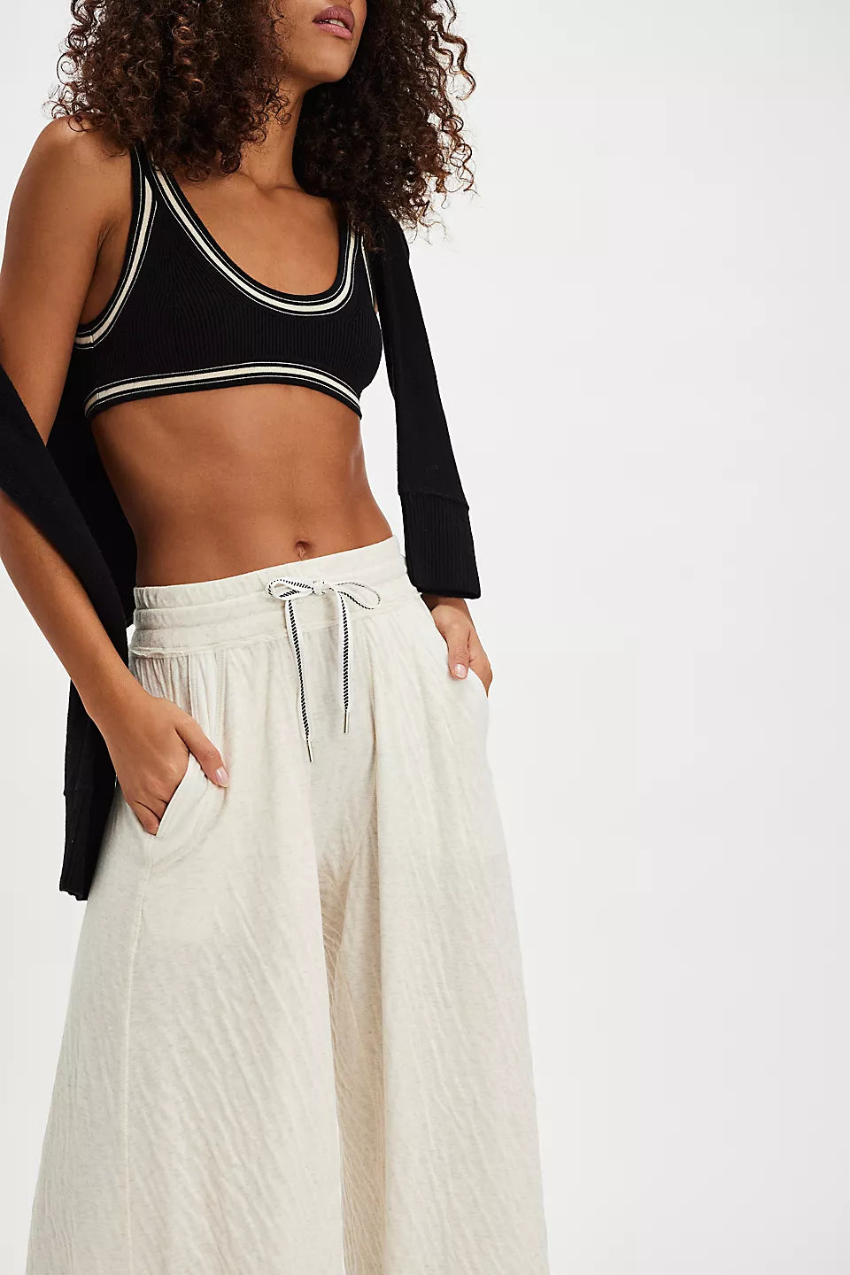 WAIT A MINUTE WIDE LEG PANT-HEATHER OATMEAL