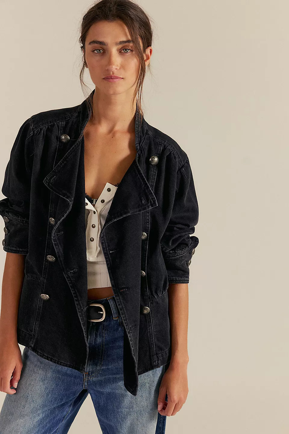 IMOGENE DENIM OFFICER JACKET-ODYSSEY BLACK