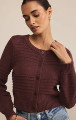 BETWEEN THE LINES CARDIGAN-SANDALWOOD