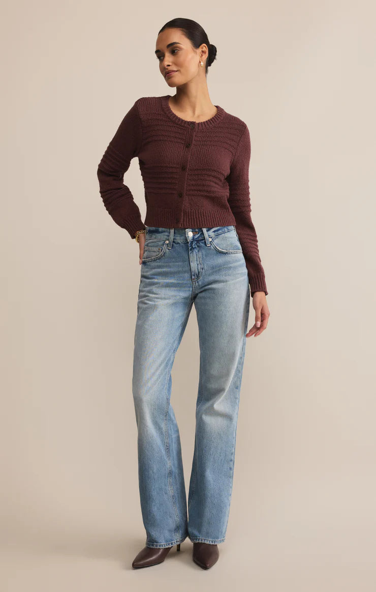 BETWEEN THE LINES CARDIGAN-SANDALWOOD