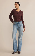 BETWEEN THE LINES CARDIGAN-SANDALWOOD