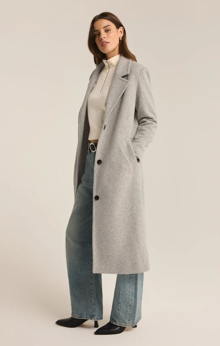 CONWAY PLUSH COAT-HEATHER GREY