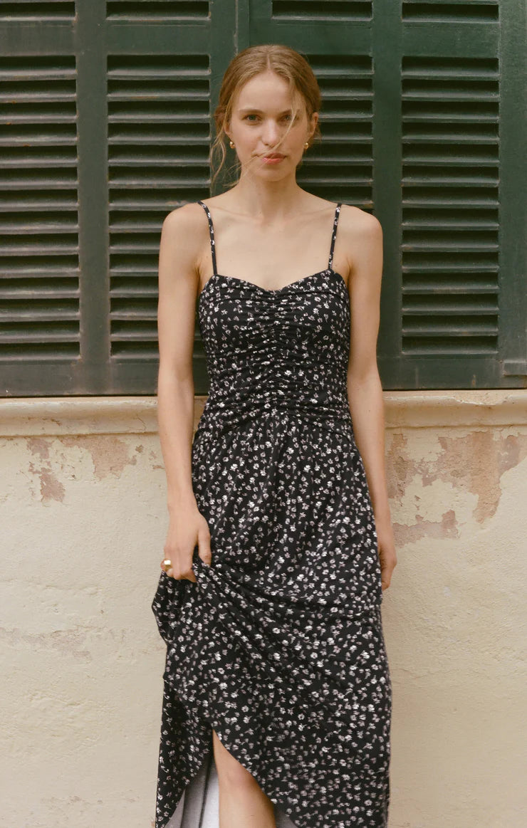 GEORGINA DITSY FLORAL DRESS-BLACK