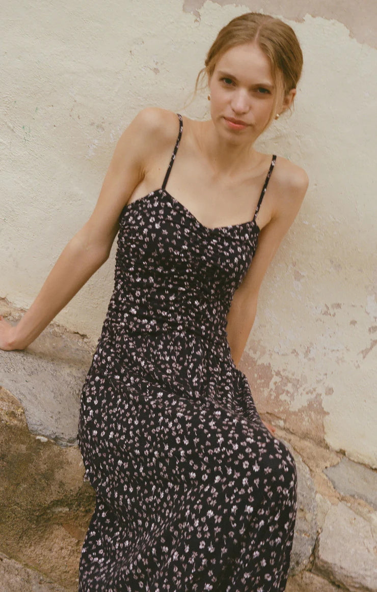 GEORGINA DITSY FLORAL DRESS-BLACK