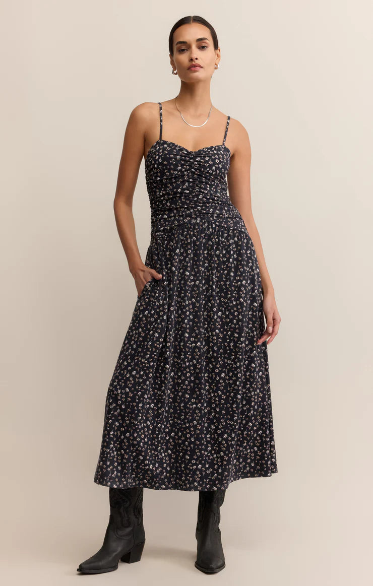 GEORGINA DITSY FLORAL DRESS-BLACK