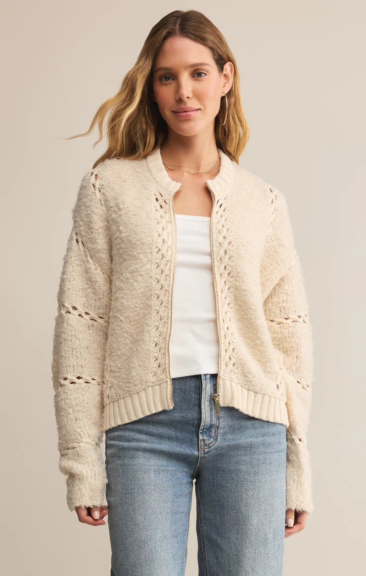 SUNDANCE ZIP-UP SWEATER JACKET-CRYSTAL