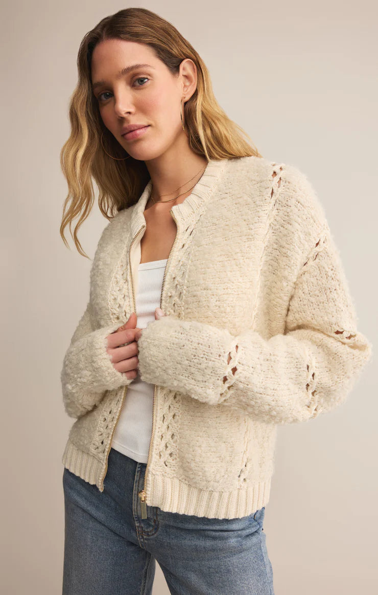 SUNDANCE ZIP-UP SWEATER JACKET-CRYSTAL
