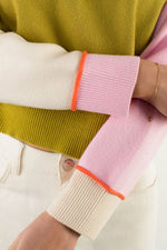 COLORBLOCK SWEATER-GREEN MULTI