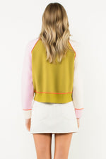 COLORBLOCK SWEATER-GREEN MULTI