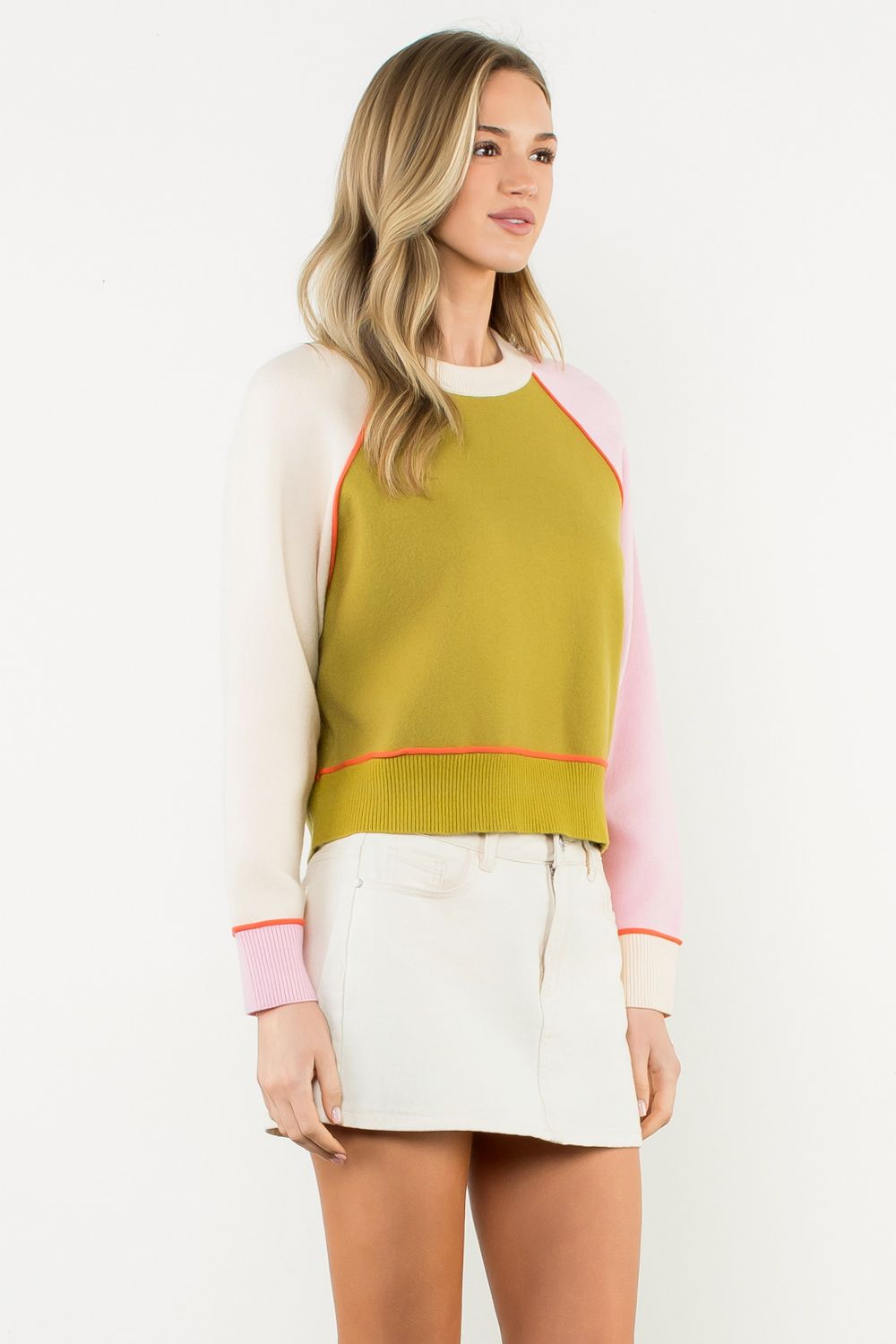 COLORBLOCK SWEATER-GREEN MULTI
