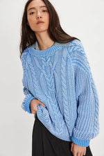 FRANKIE CABLE SWEATER-DELLA ROBBIA BLUE