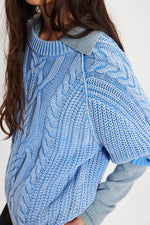 FRANKIE CABLE SWEATER-DELLA ROBBIA BLUE