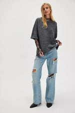 MARGOT SWEATER TEE-CHARCOAL HEATHER