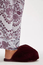 SNOWBALL SLIPPER-CABERNET FAUX FUR