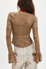 LACE LAYERING LONG SLEEVE-DUTCH COCOA