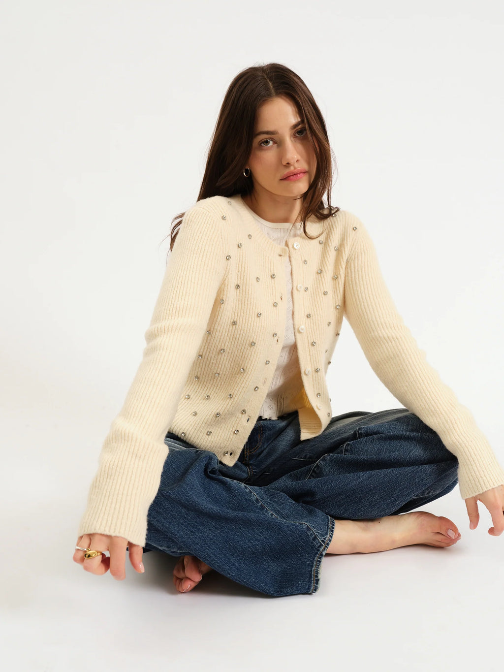 MUSE EMBELLISHED CARDIGAN - IVORY