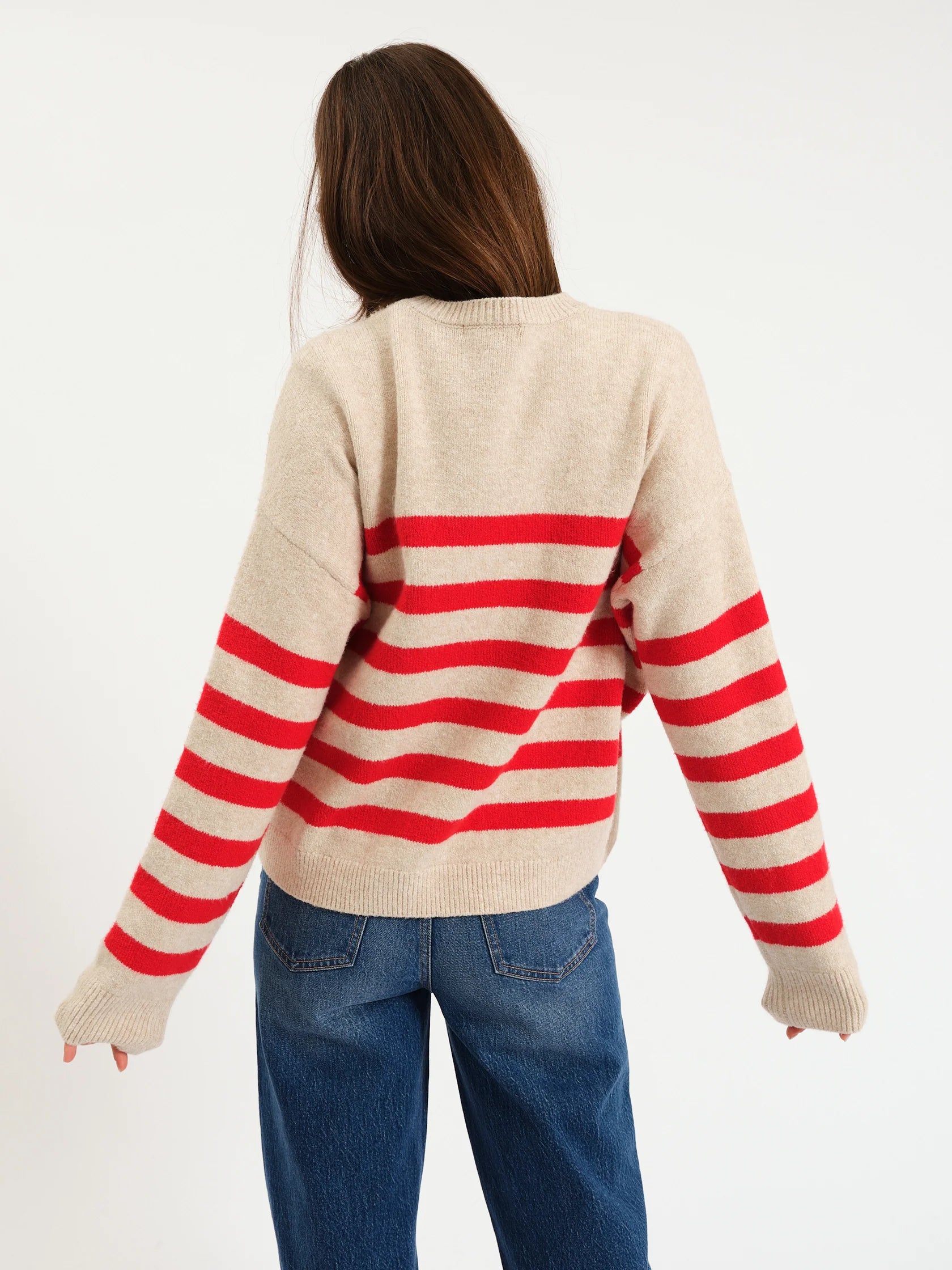 CARLYLE CREWNECK SWEATER - RED OAT STRIPE