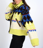 SHERPA JACKET-GREEN MULTI PRINT