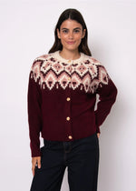 FAIR ISLE CARDIGAN-BURGANDY MULTI