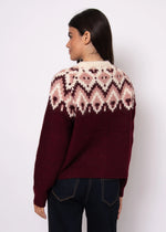 FAIR ISLE CARDIGAN-BURGANDY MULTI