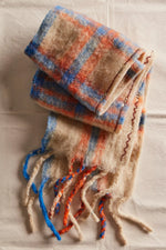 HIGHLAND PLAID SKINNY SCARF - IVORY COMBO