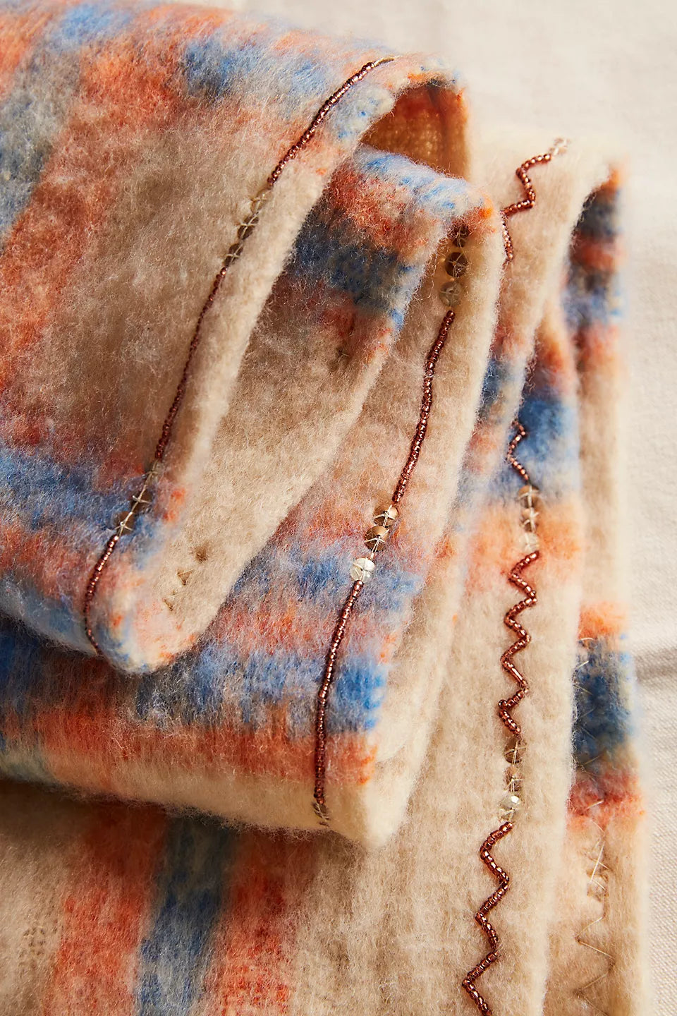 HIGHLAND PLAID SKINNY SCARF - IVORY COMBO