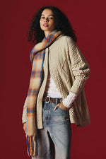 HIGHLAND PLAID SKINNY SCARF - IVORY COMBO