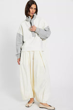 TIMELESS COLORBLOCK PULLOVER-HEATHER GREY