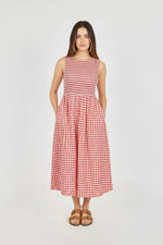 GINGHAM DRESS-RED
