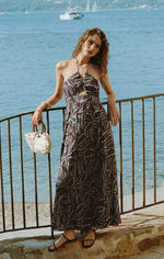 LANIE ZINN FLORAL MAXI DRESS - CHOCOLATE CHERRY