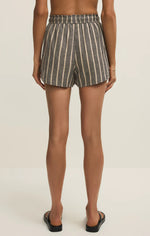 PERFECT LINEN STRIPED SHORT-BLACK