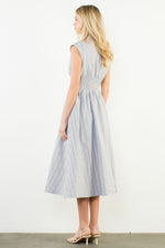 PRINTED MIDI DRESS W/ZIPPER DETAIL