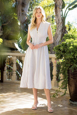 PRINTED MIDI DRESS W/ZIPPER DETAIL