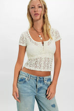 CLARO LACE TEE-WHISPER WHITE