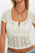 CLARO LACE TEE-WHISPER WHITE