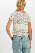 CLARO LACE TEE-WHISPER WHITE