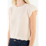 FLUTTER SLEEVE CROCHET TOP-CREAM