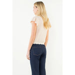 FLUTTER SLEEVE CROCHET TOP-CREAM