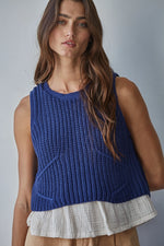 SWEATER TANK PEPLUM DETAIL-NAVY