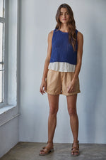 SWEATER TANK PEPLUM DETAIL-NAVY