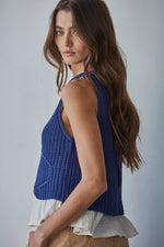 SWEATER TANK PEPLUM DETAIL-NAVY