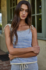 STRIPED SWEATER TANK-BLUE
