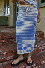 STRIPED KNIT SKIRT-BLUE